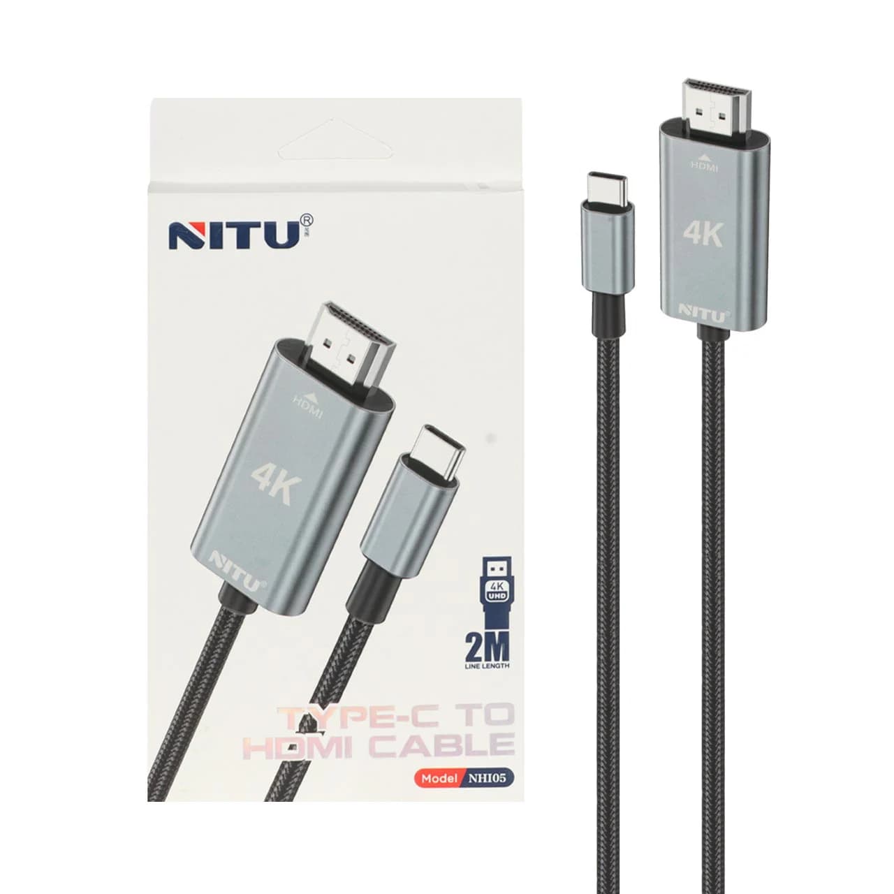 کابل 2 متری Nitu Type-C To HDMI مدل NH105
