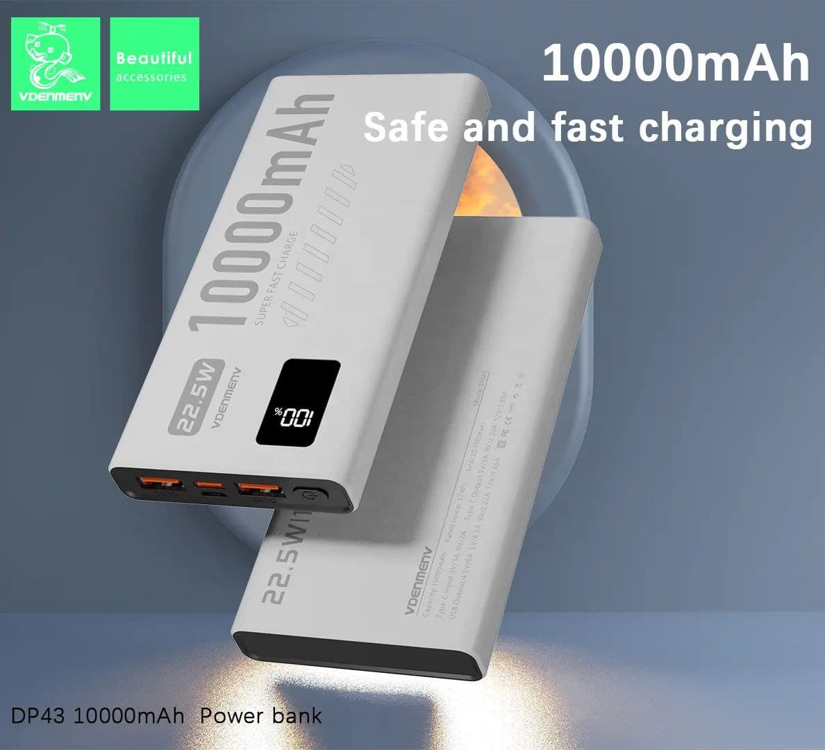 پاور بانک فست شارژ دنمن VDENMENV مدل Dp43 ظرفیت 10000 میلی آمپرساعت — تصویر ۳