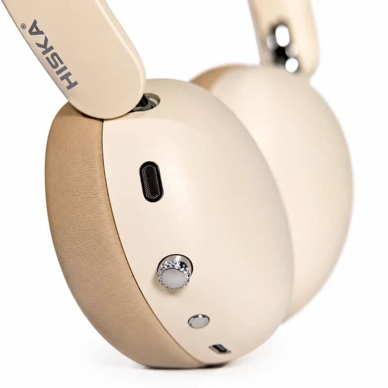 هدفون بلوتوثي هيسکا مدل K430 با نويز کنسلينگ فعال کرم — تصویر ۴