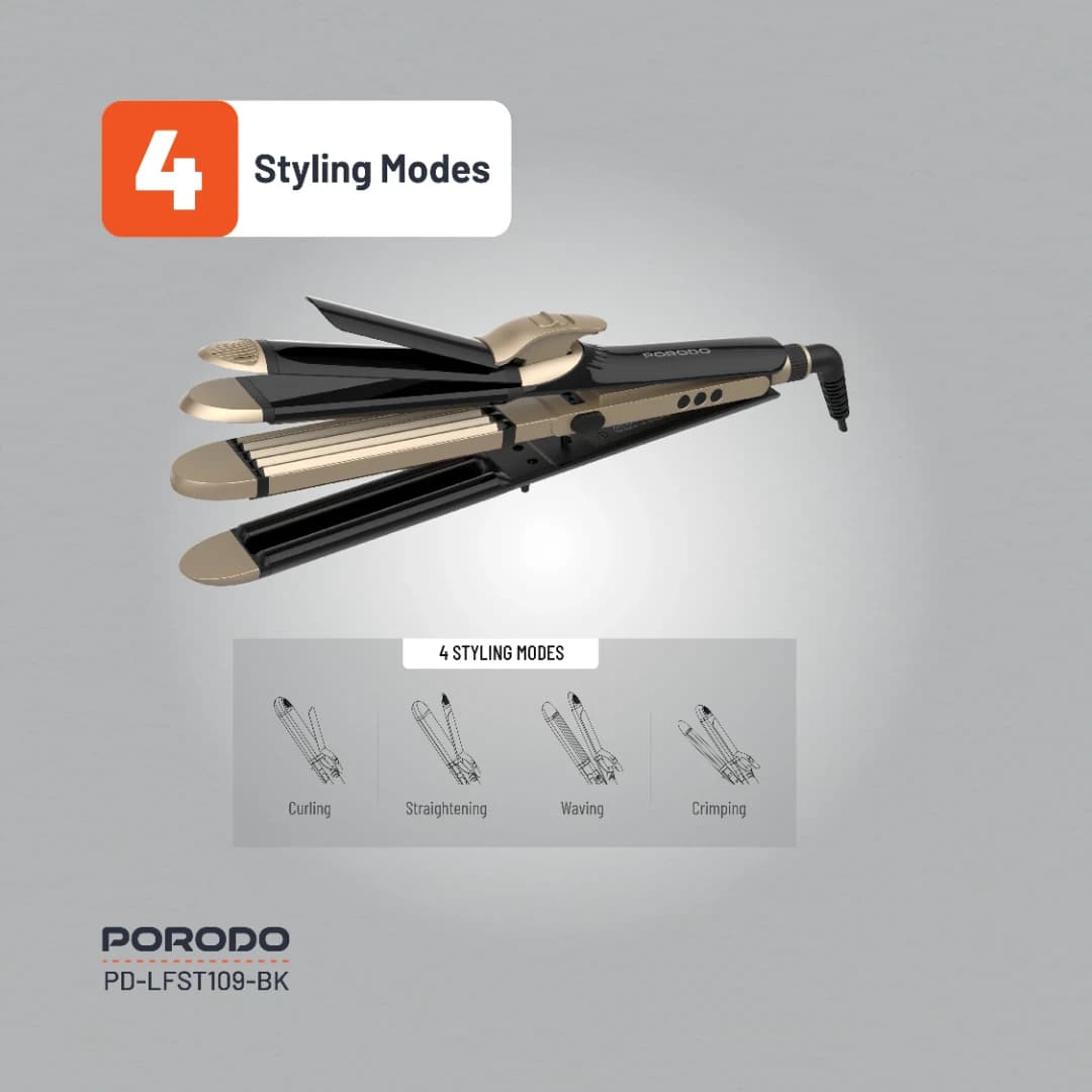حالت دهنده مو 4حالته برند پرودو Porodo Lifestyle 4 Style Hair Iron LFST109 — تصویر ۴