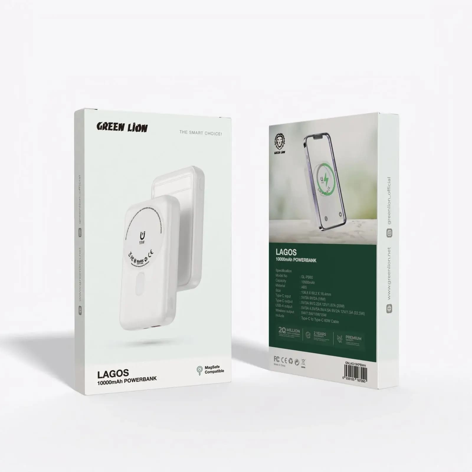 پاوربانک 10000 هزار مگسیف 20 وات گرین لاین Green Lion Lagos — تصویر ۸