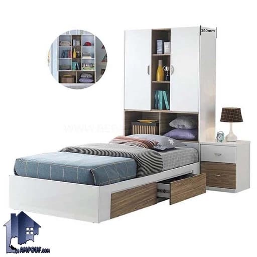 تخت خواب یک نفره همراه با کمدF10033 مبلمان فرنا مدل 1142707