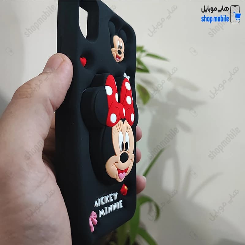 قاب گوشی آیفون XS MAX (کاور سیلیکونی پاک کنی مدل عروسکی کیوت استندشو طرح میکی مینی) — تصویر ۵