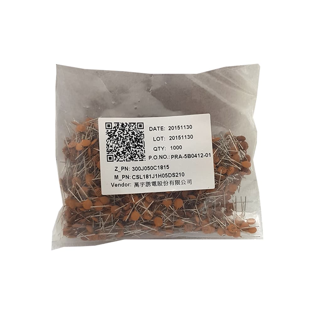 خازن عدسی مدل CSL181J1H05DS210 ظرفیت 180pF 50V بسته ۱۰۰۰ عددی — تصویر ۲