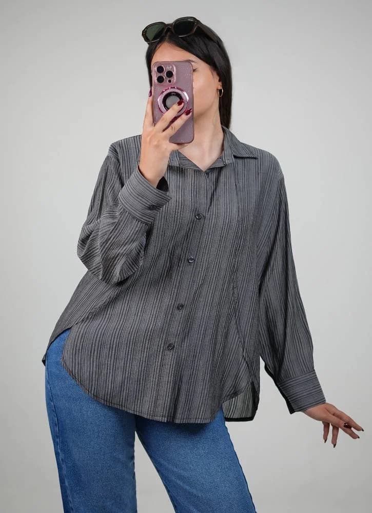 شومیز راه راه زنانه استین بلند کد 115 — تصویر ۴