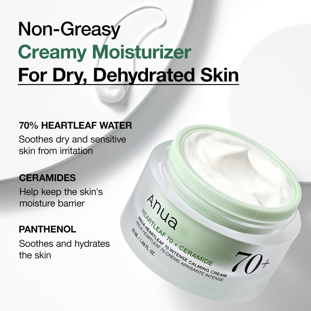 کرم مرطوب کننده آرامشبخش و ضدالتهاب آنوا هارتلیف ۷۰٪ Anua Heartleaf 70 Intense Calming Cream مناسب انواع پوست حجم 50 میلی لیتر — تصویر ۶