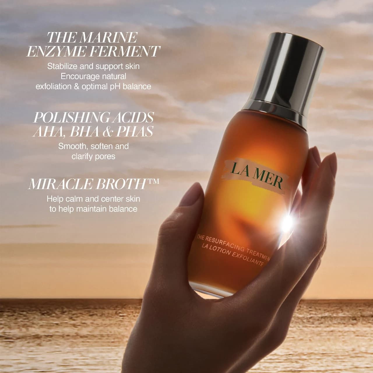 لوسیون لایهبردار و شفاف و یکدستکننده لامر پوست صورت La Mer The Resurfacing Treatment مناسب انواع پوست حجم 100 میلی لیتر — تصویر ۵