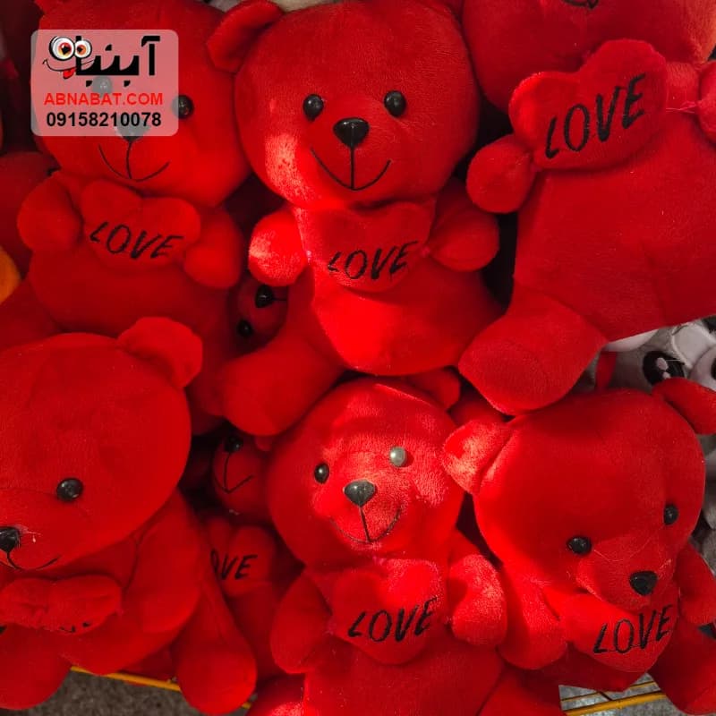 عروسک خرس حامله قرمز 25 سانتی کد 1482 — تصویر ۳