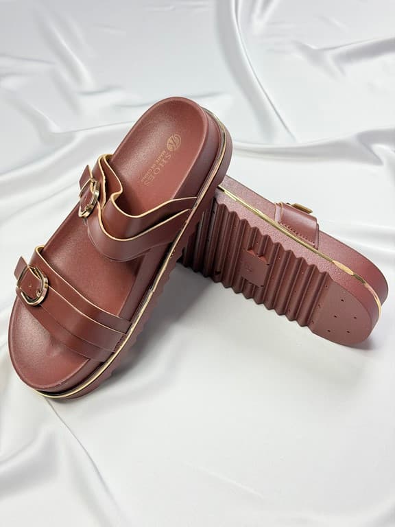 صندل دو بند زنانه زرشکی maroon women’s double strap sandals — تصویر ۳