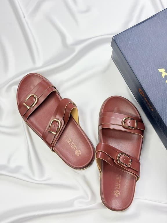 صندل دو بند زنانه زرشکی maroon women’s double strap sandals — تصویر ۲