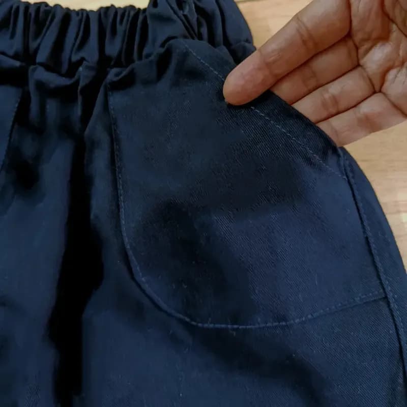 ست بلوز دورس و شلوار کتان کیتی دخترانه رنگ آبی و گلبهی — تصویر ۴