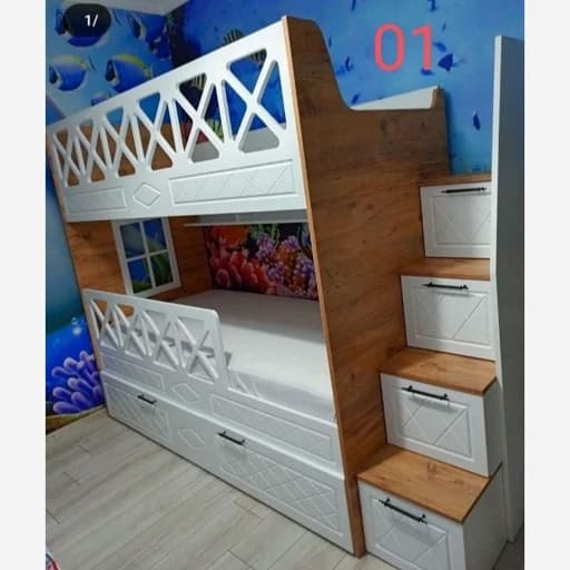 تخت خواب دوطبقه دخترانه وپسرانه رنگ بندی F70033 مبلمان فرنا مدل 1142690