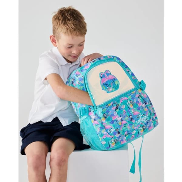 کوله پشتی Smiggle طرح فلامینگو سبز آبی — تصویر ۴