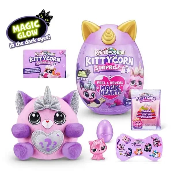 عروسک سورپرایزی Rainbocorns سری Kittycorn با شاخ طلایی — تصویر ۳