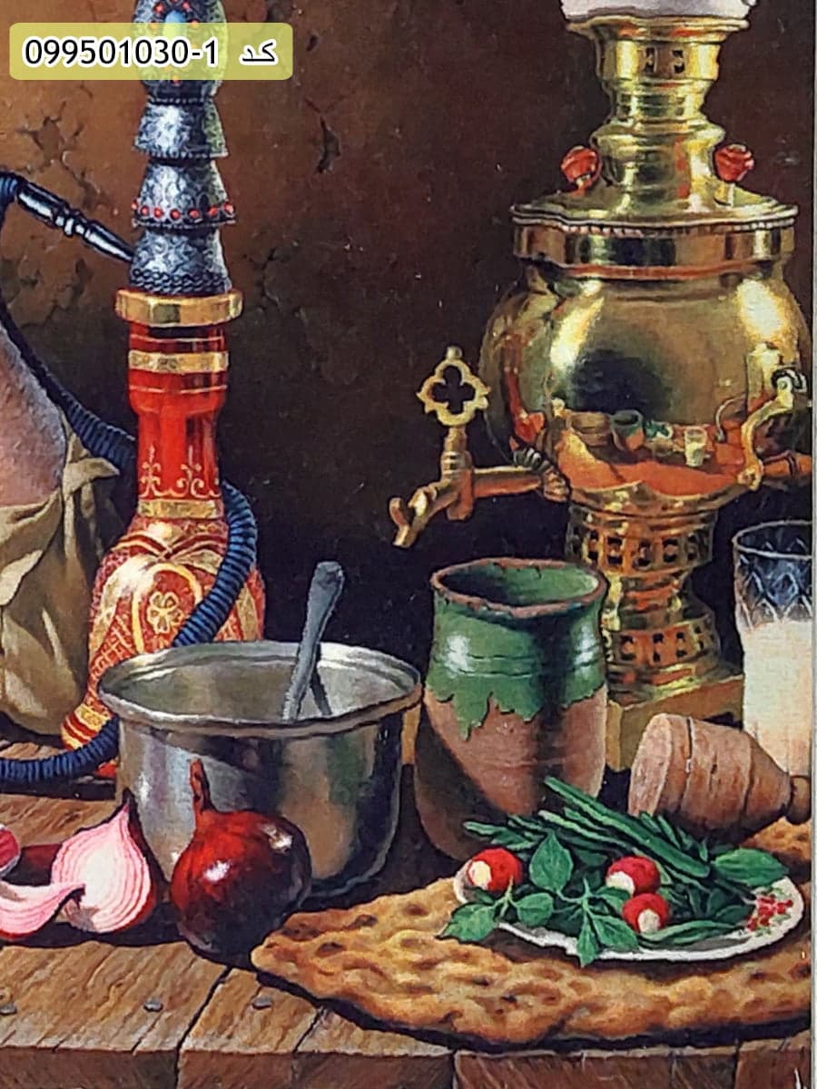 تابلو فرش 1000 شانه کاشان طرح پیرمرد و قلیان – 50*70 تخفیفی — تصویر ۳