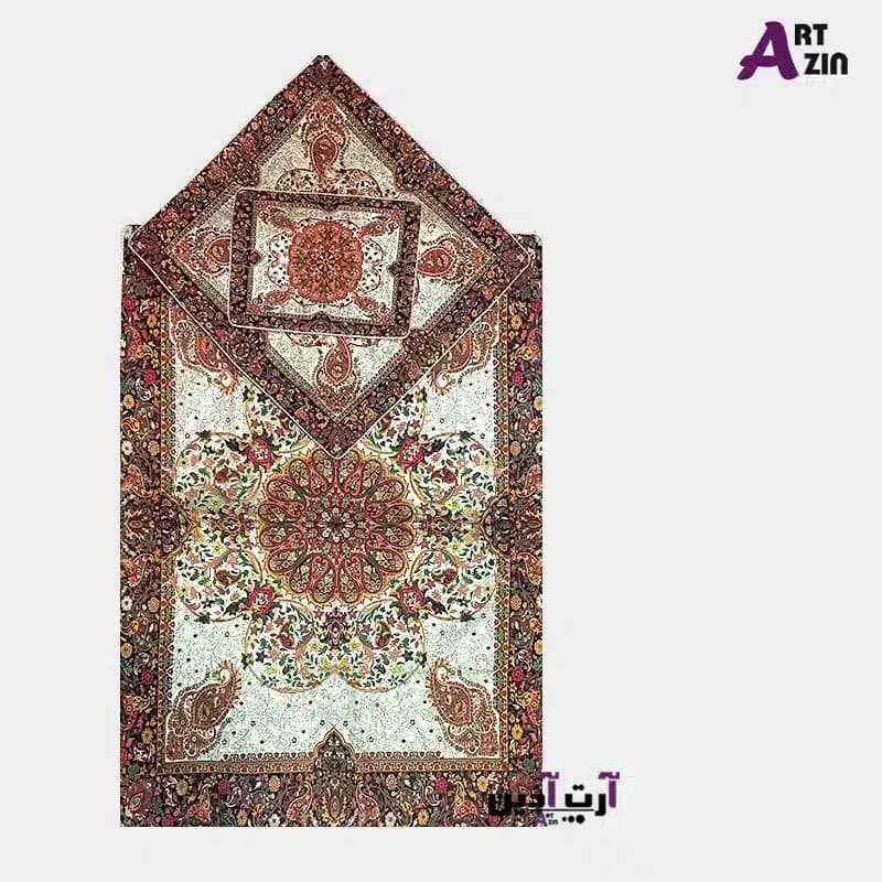 جانماز ترمه سه تکه طرح افشاری طلایی | ترمه یزد کد: 1655