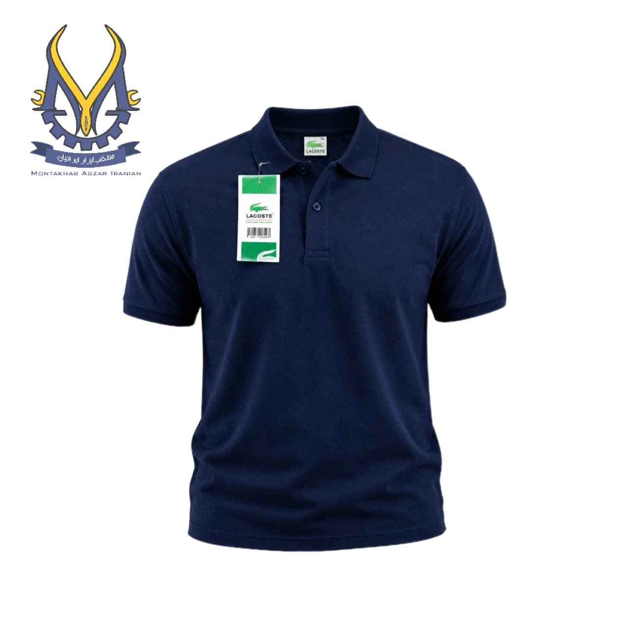 تیشرت آستین کوتاه یقه دار جودون رنگ سرمه ای LACOSTE سایز XL