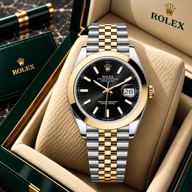 رولکس Datejust 41 مشکی دو رنگ | رفرنس M126303-0014 — تصویر ۴
