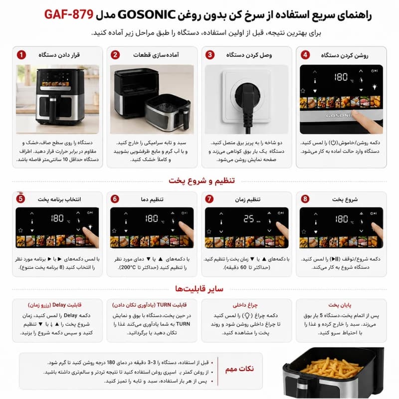 هواپز 9 لیتر گوسونیک مدل GAF-879 قسطی — تصویر ۴