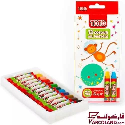 پاستل روغنی 12 رنگ توتو جعبه مقوایی کد Toto 1096 — تصویر ۳