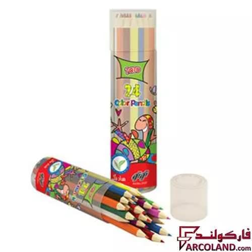 مداد رنگی 24 رنگ توتو جعبه استوانه ای کد Toto 1502 — تصویر ۲