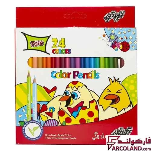 مداد رنگی 24 رنگ توتو جعبه مقوایی مدل Toto 1312