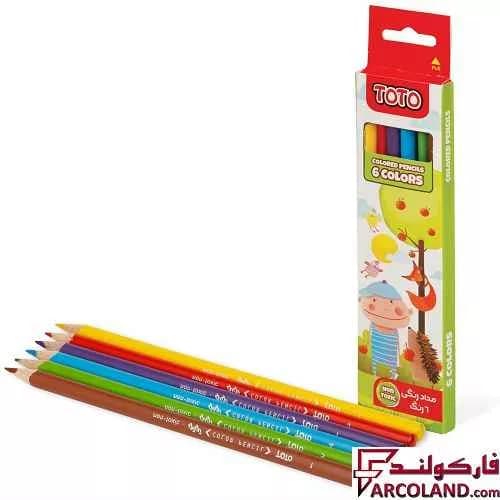 مداد رنگی 6 رنگ توتو جعبه مقوایی مدل Toto 1310 — تصویر ۲