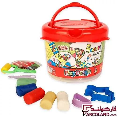خمیر بازی سطلی 5 رنگ توتو مدل Toto 1203 — تصویر ۳