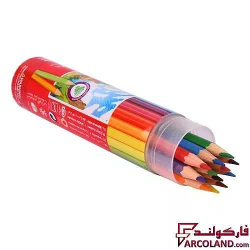 مداد رنگی 12 رنگ آریا جعبه استوانه ای کد Arya 3054 — تصویر ۳