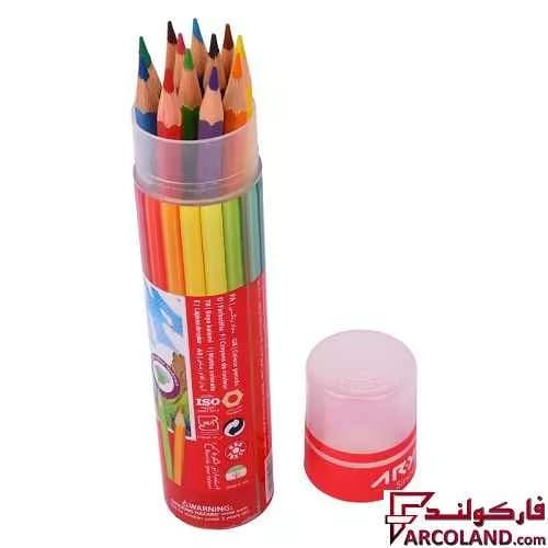 مداد رنگی 12 رنگ آریا جعبه استوانه ای کد Arya 3054 — تصویر ۲