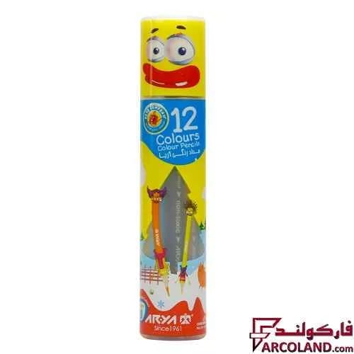 مداد رنگی 12 رنگ آریا جعبه استوانه ای کد Arya 3051