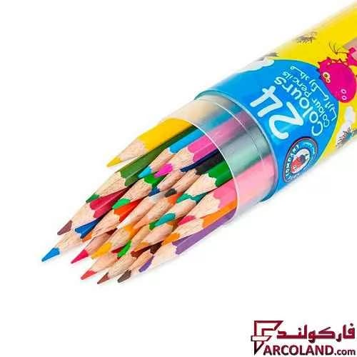 مداد رنگی 24 رنگ آریا جعبه استوانه ای کد Arya 3052 — تصویر ۲