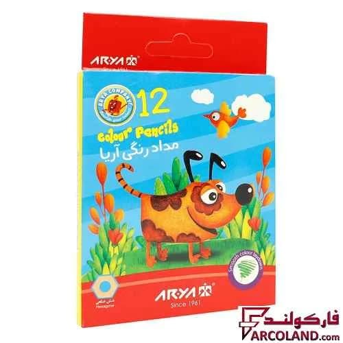 مداد رنگی 12 رنگ آریا جعبه مقوایی کد Arya 3072 — تصویر ۴