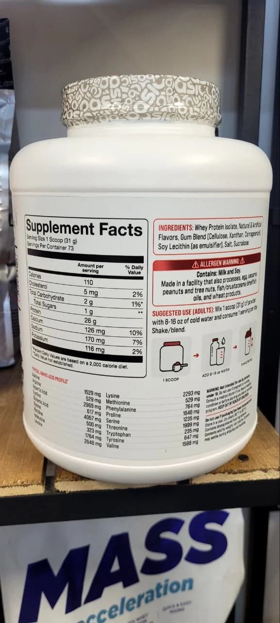 پروتئین وی ایزوله بیسیک ۲.۲۷ کیلوگرم طعم شکلات | Basic Isolate Whey Protein 2.27kg Chocolate — تصویر ۲