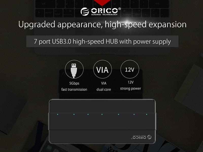 هاب 7 پورت اوریکو ORICO H7928-U3-V1 7 Port USB3.0 Desktop HUB — تصویر ۴