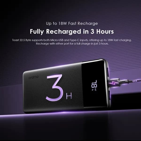 پاوربانک 10000 هزار 22.5 وات اورایمو oraimo Toast 22.5 Byte 10000mAh 22.5W Power Bank — تصویر ۵