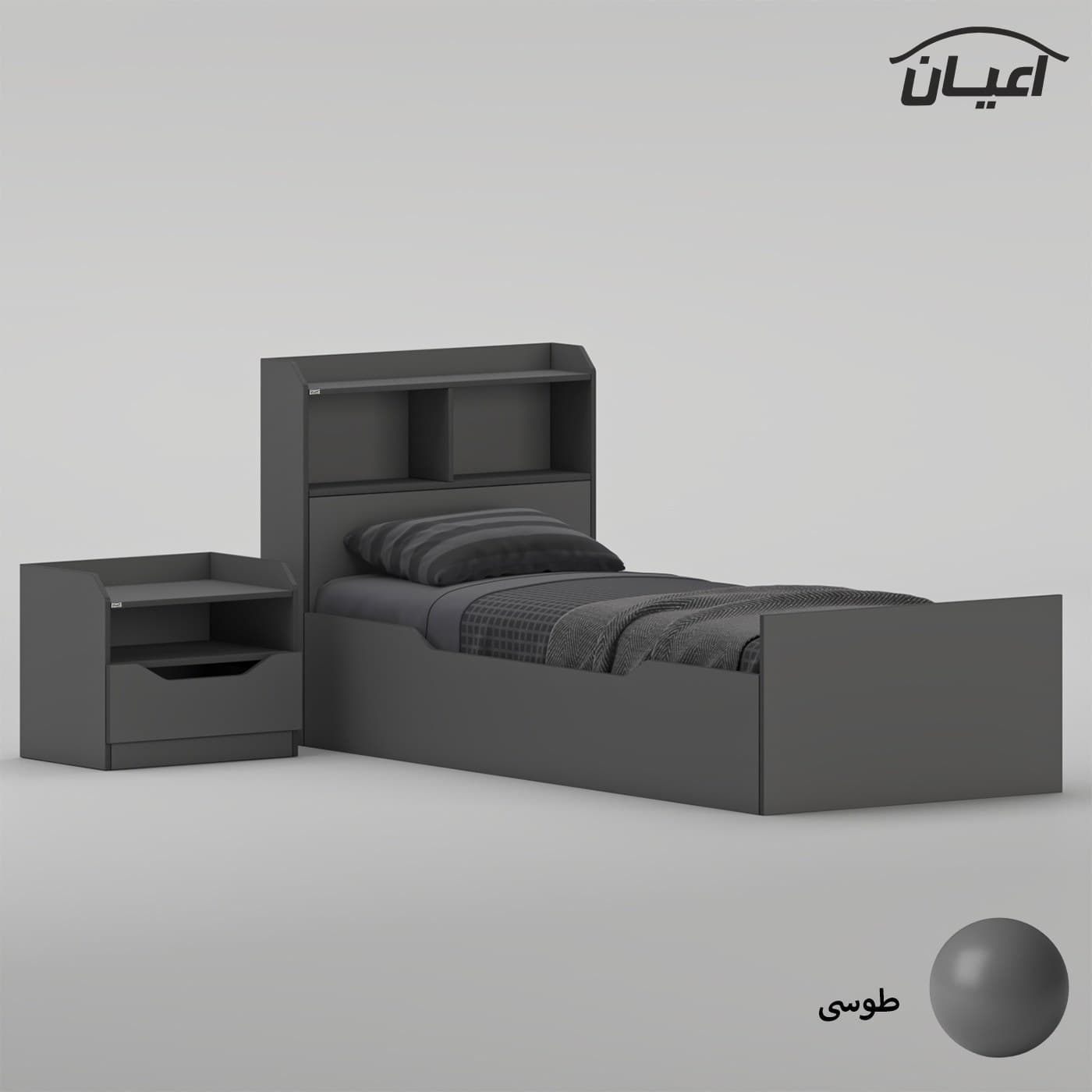 سرویس تخت خواب یک نفره ملامینه مدل FH995 سایز 90×200 سانتی متر به همراه پاتختی مبلمان فرنا مدل 1142410 — تصویر ۳