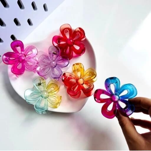 کیلیپس شکوفه گیلاس آلبالو ساکورا شیشه ای شفاف پینترستی طرح جذاب فانتزی کش مو اکسسوری دخترانه کلیپس گیره مو — تصویر ۲