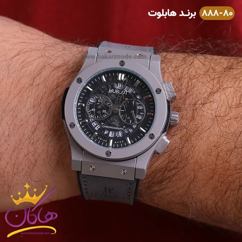 ساعت هابلوت مردانه کرنوگراف طوسی صفحه اسکلتون 888/80 — تصویر ۲