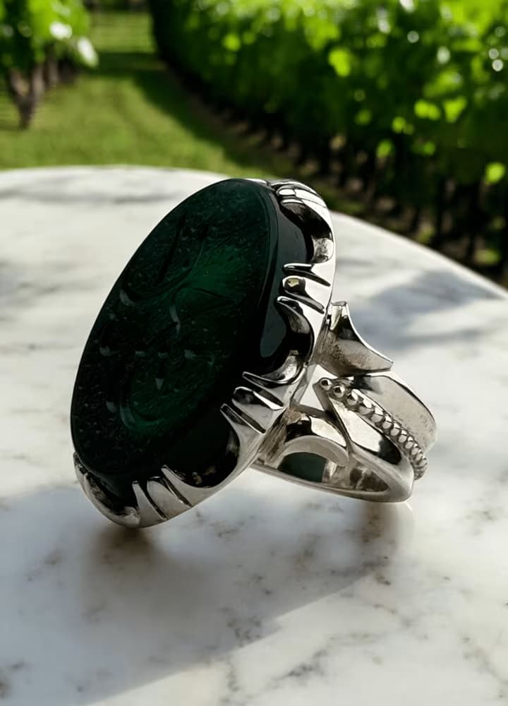 انگشتر عقیق سبز- مدل R1595 — تصویر ۴