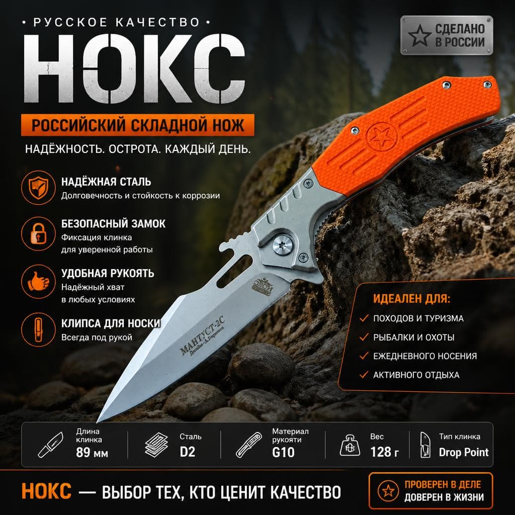 چاقو جیبی تاشو HOKC روسی