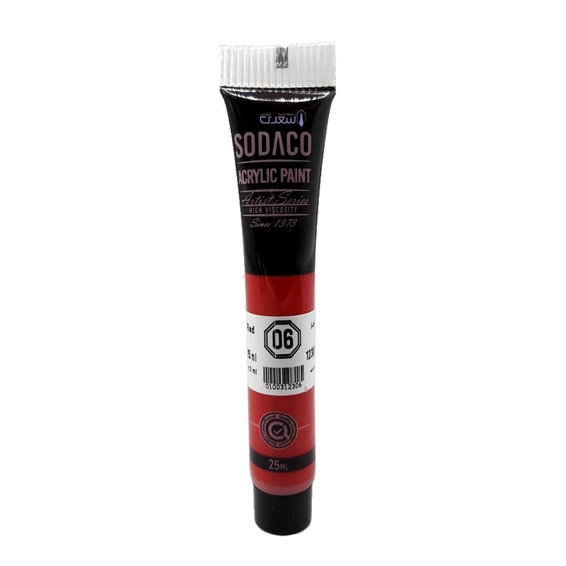 رنگ اکریلیک قرمز سوداکو Sodaco حجم 25ml کد 06
