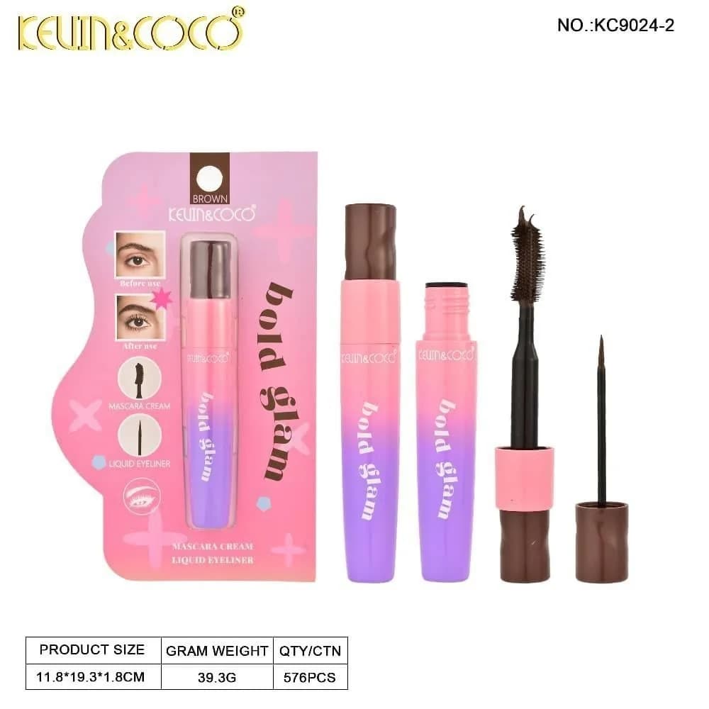 ریمل و خط چشم کوین کوکو Kevin & Coco دو سر مدل Bold Glam در دو رنگ مشکی و قهوه ای