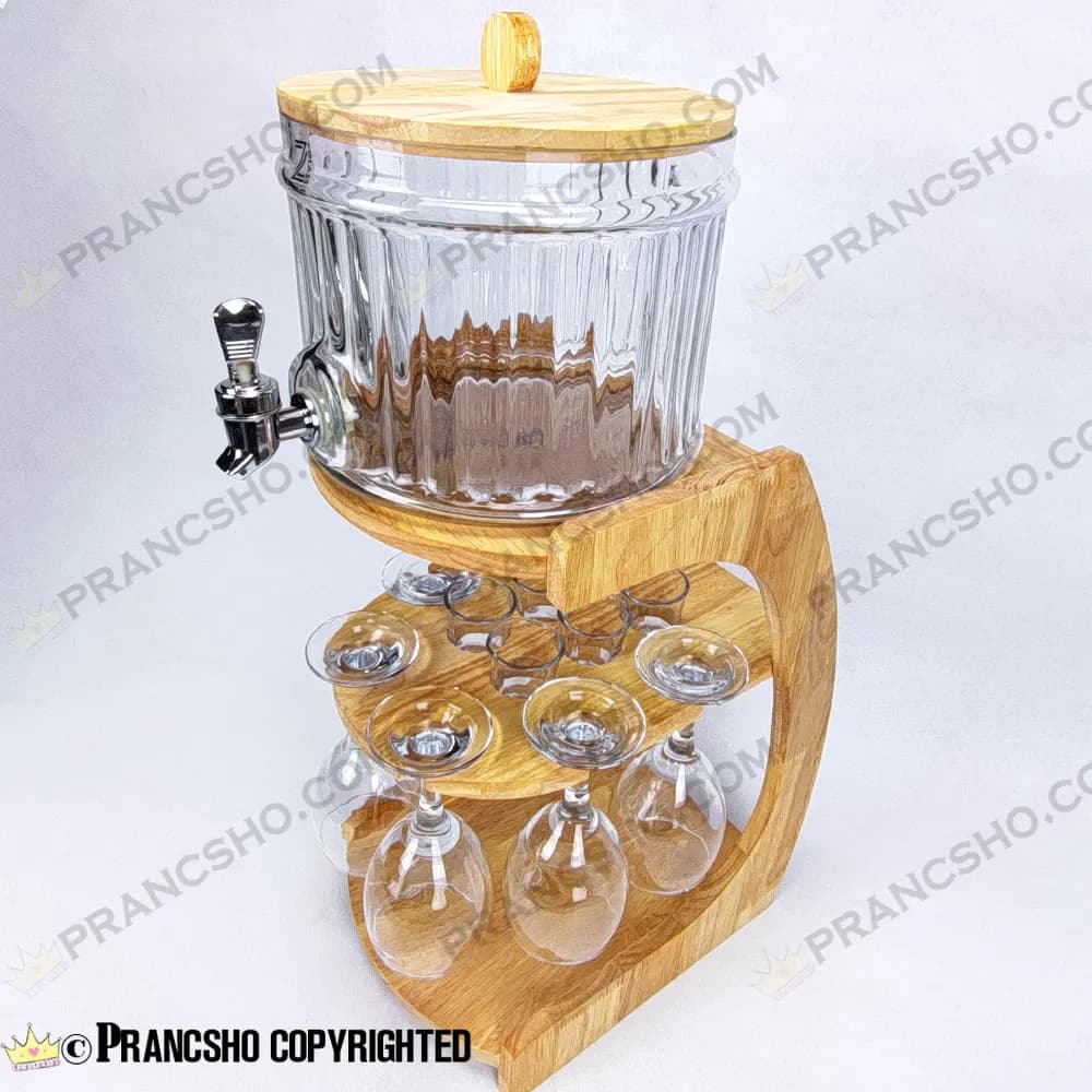 کلمن بار شیشه ای 6 نفره طرح هایکا با گیلاس (جام) و شات شیشه ساده — تصویر ۶