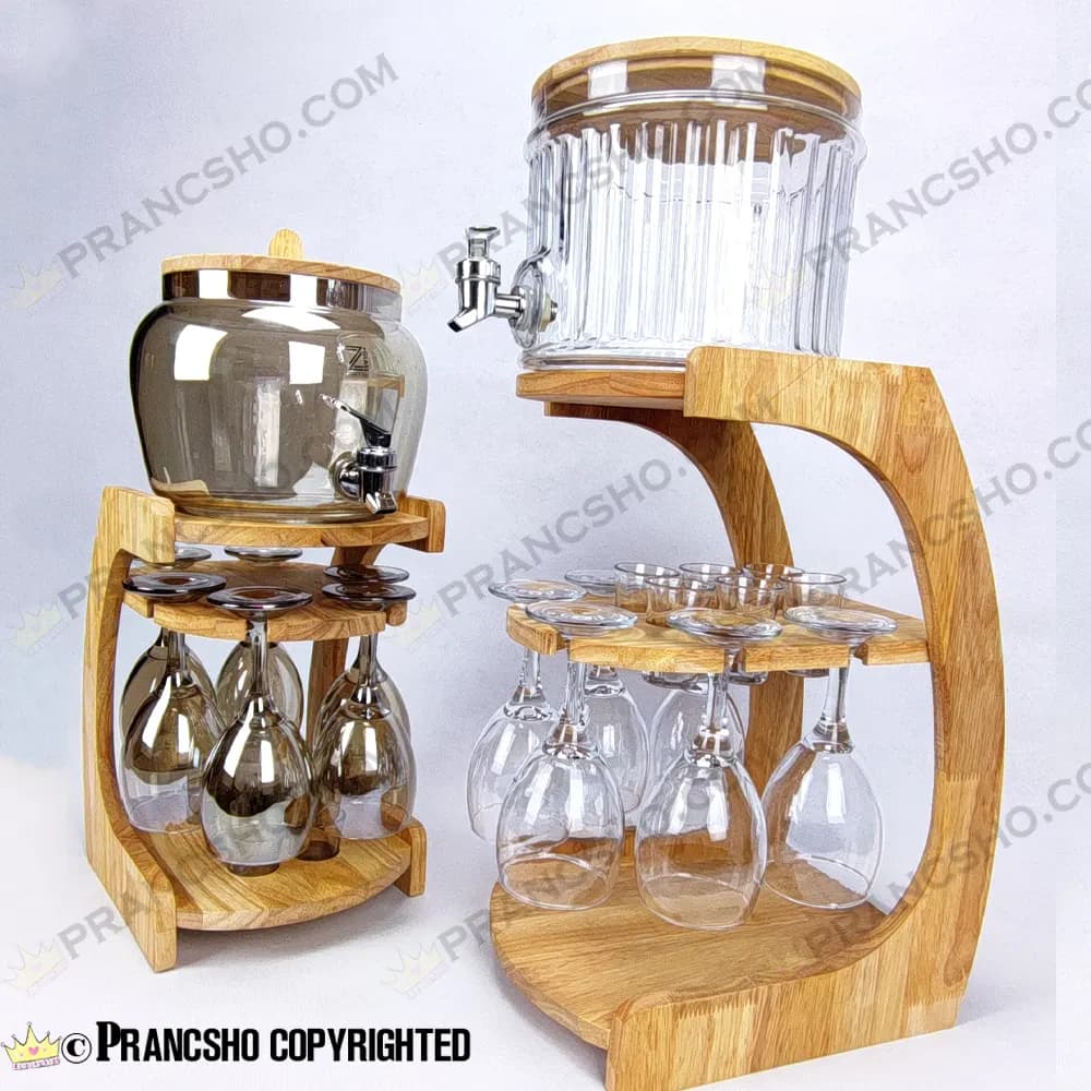 کلمن بار شیشه ای 6 نفره طرح هایکا با گیلاس (جام) و شات شیشه ساده — تصویر ۷