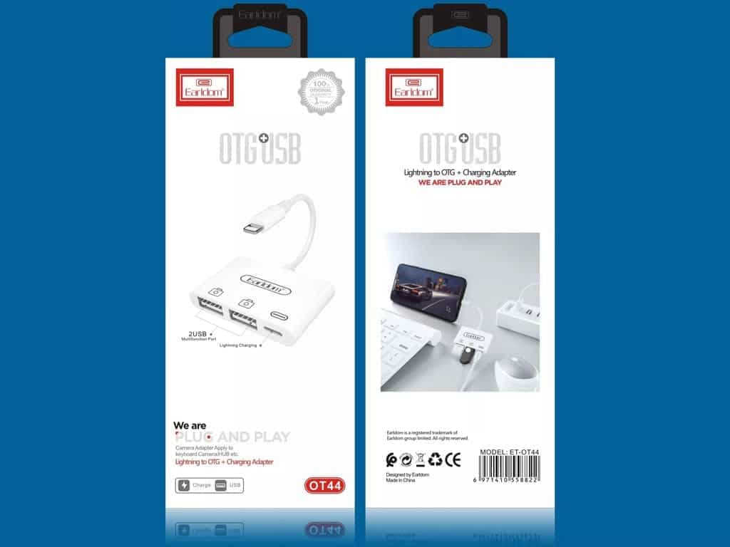 مبدل لایتنینگ به لایتنینگ و دو درگاه OTG ارلدام Earldom OT44 Lightning To Double OTG and Lighting Converter — تصویر ۶