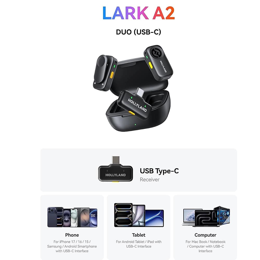 میکروفون بیسیم هالیلند مدل Hollyland LARK A2 Duo–(عمده-واتس اپ 09358991111-خرید تعداد کم فقط از سایت) — تصویر ۵