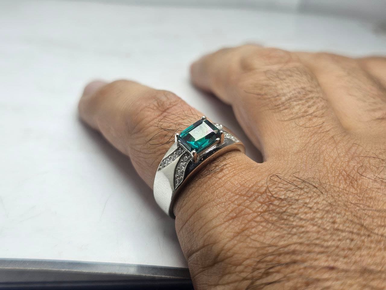 انگشتر نقره توپاز سبز چهارگوش اصلی — تصویر ۹