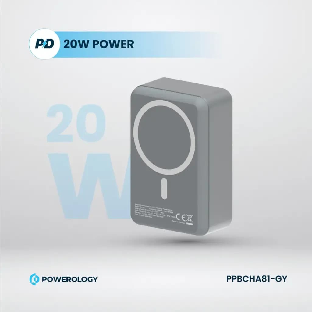 پاوربانک وایرلس 30000هزار 20 وات پاورولوژی Powerology PPBCHA81-GY — تصویر ۲
