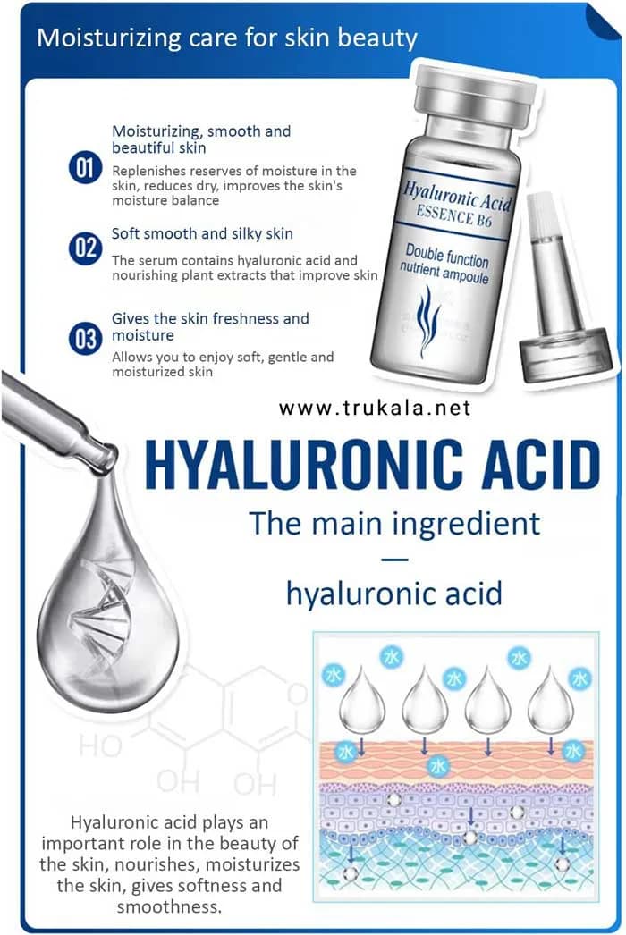پک کوکتل ویال مالشی صورت هیالورونیک اسید بیواکوا Bioaqua — تصویر ۷